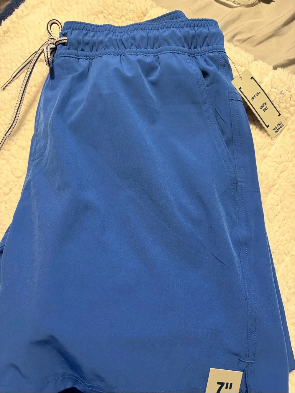 George Royal Blue Swim Trunks with Contrast Drawstring